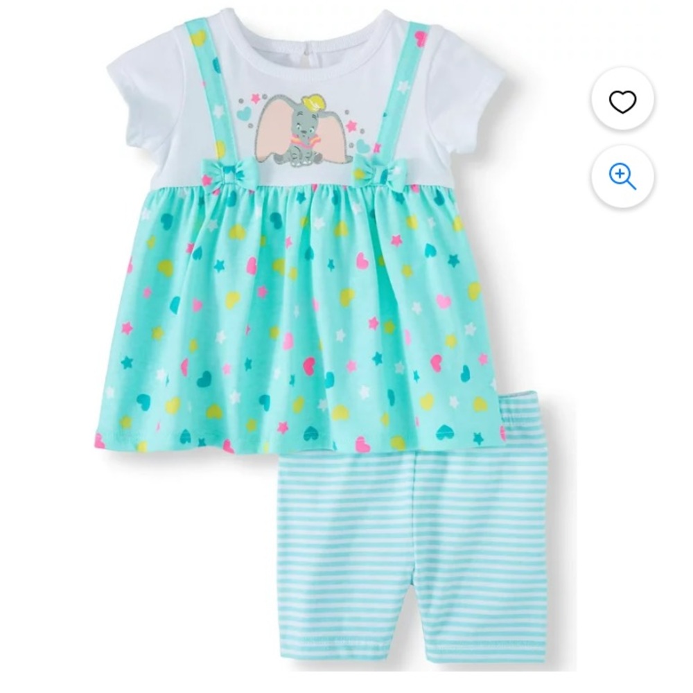 Disney Dumbo Baby Girl Jumper and Short Set 2- Piece Set 0/3m